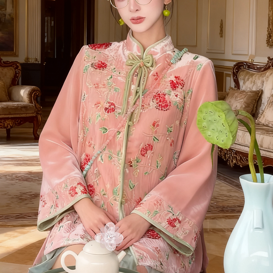 新中式轻奢高级刺绣人丝外套套装