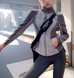 小景家 灰色拼接收腰轻薄羽绒服秋冬短款修身显瘦小众设计感外套