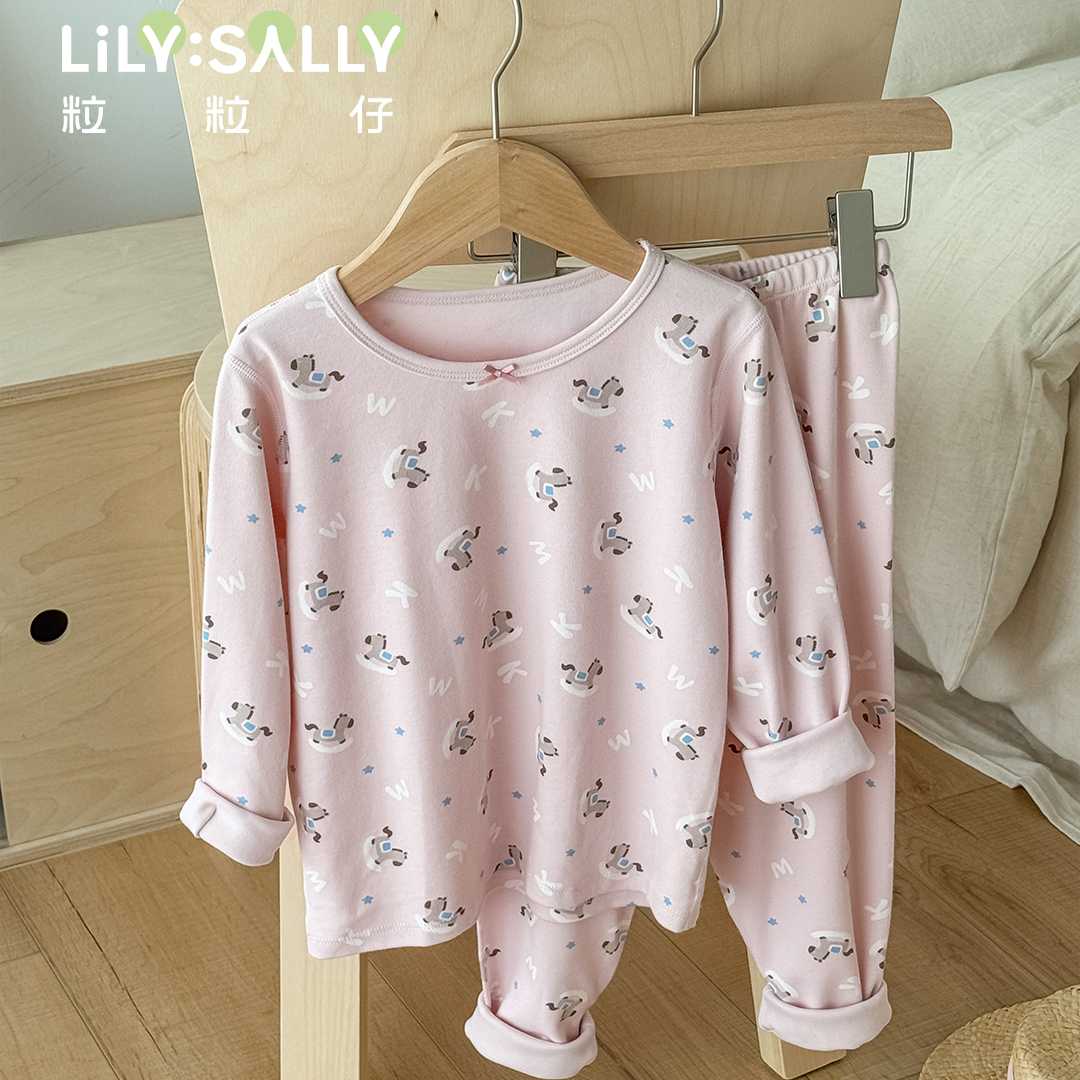粒粒仔威奇猫2025秋冬款女童家居内衣套装儿童230克纯棉秋衣秋裤