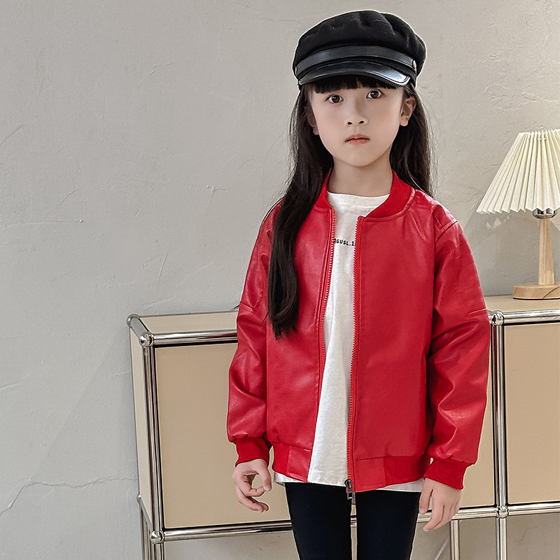 新款皮夹克男小孩外套冬季加棉洋气宝宝外套女童外套小童皮衣2023