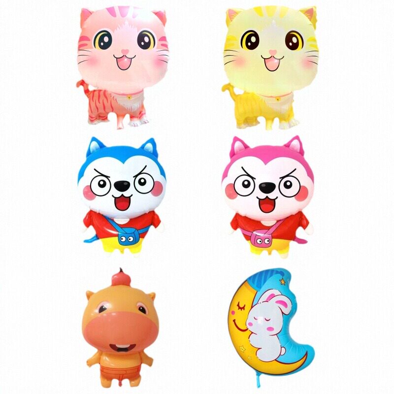 飘空气球卡通二哈水豚小猫可爱装饰大号新款摆摊儿童玩具氦气不飞