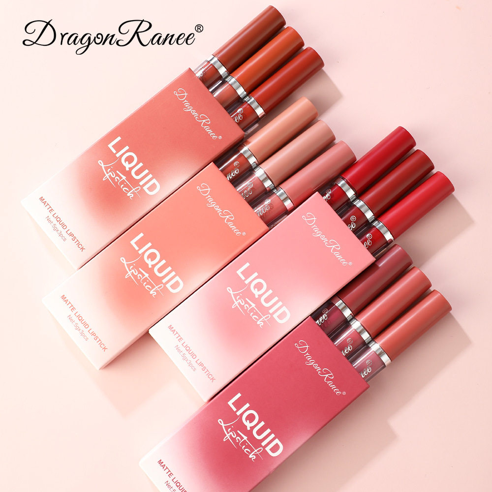 3-piece lip gloss set, matte lipstick 3支装唇釉套装 哑光口红