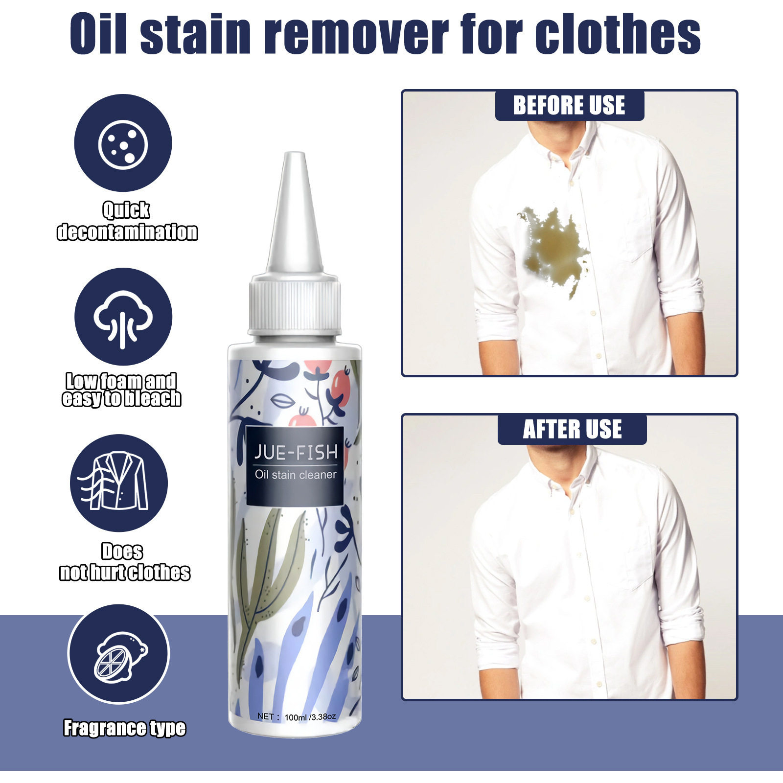 Clothing oil stain remover to remove stubborn oil stains, cl