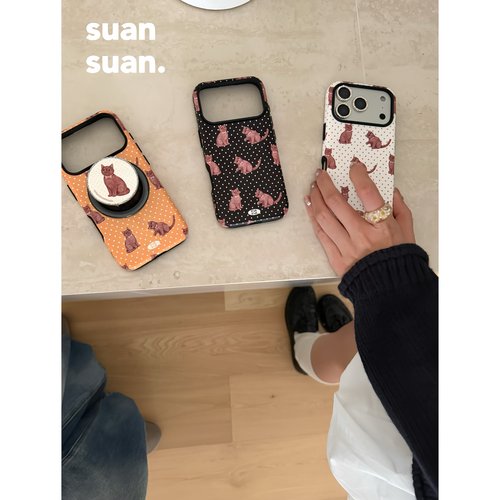 少女miu系慵懒波点猫咪手机壳