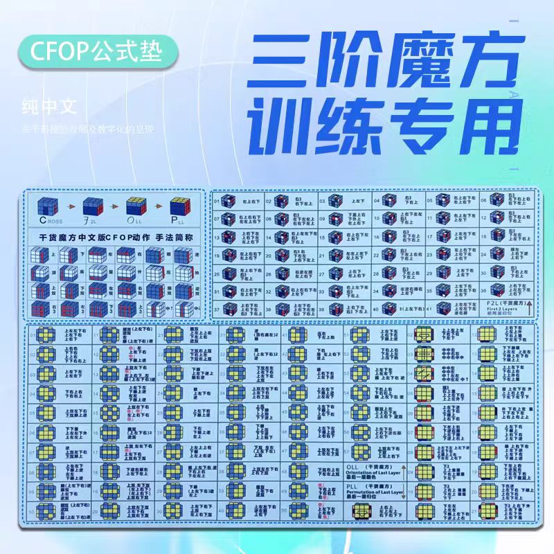 魔方速拧CFOP垫子训练垫中文版速拧手册速拧训练垫魔方速拧卡片