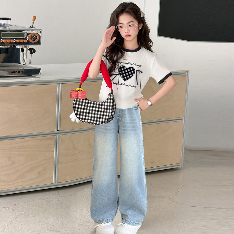 女童套装短袖纯棉t恤2026新款夏装9岁女孩超好看12岁女童夏天套装