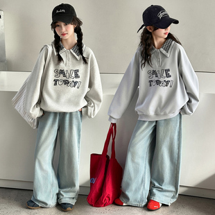 女童春秋卫衣套装2026新款洋气儿童装衣服大童春秋款牛仔裤两件套
