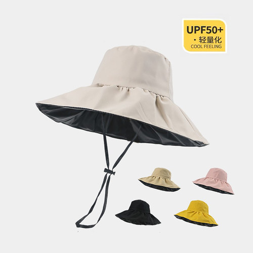 UPF50+黑胶遮阳防晒帽女