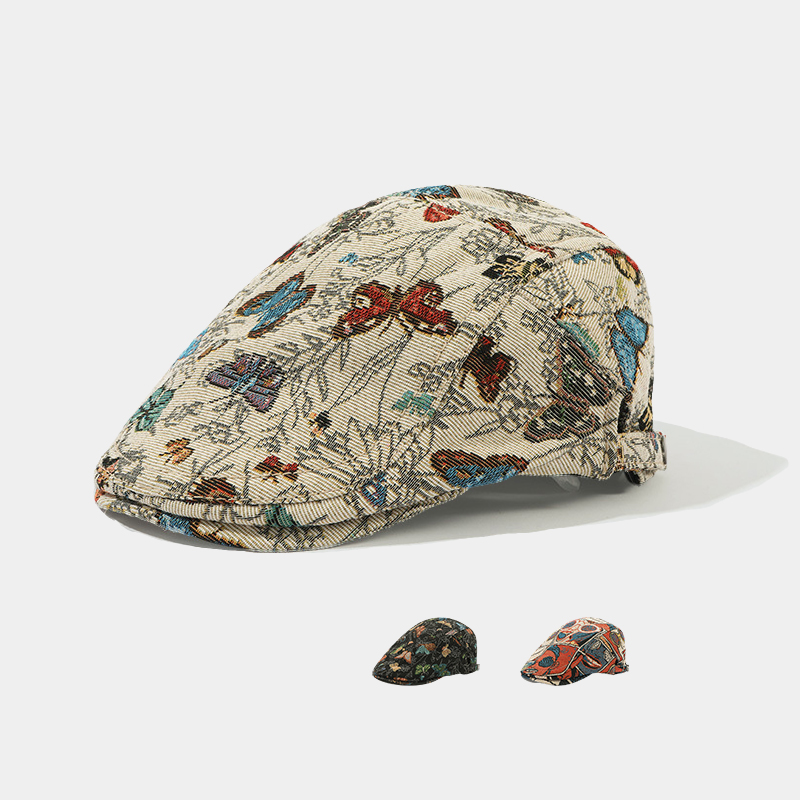 涂鸦搭显设计感春秋季贝雷帽美式