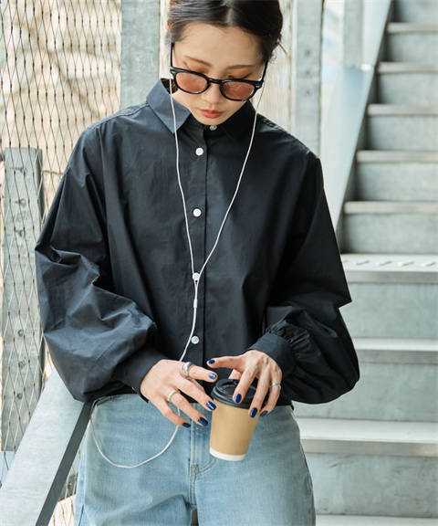 长袖棉衬衫freaks夏季简单廓形