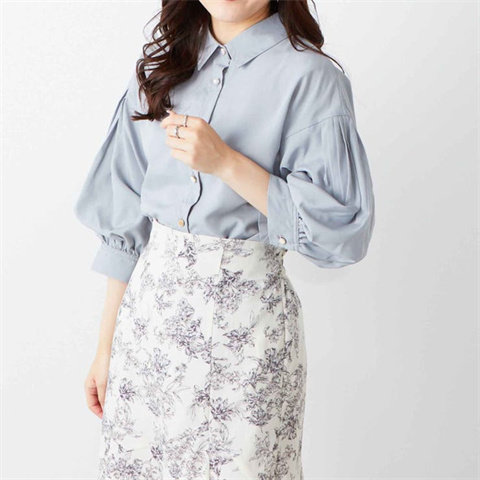 olive des olive日单百搭甜美优雅气质时尚通勤灯笼袖衬衫女衬衣
