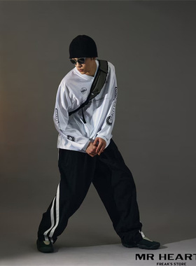 夏联名FREAKS STORE MR HEARTS宽松线条男女弯刀速干休闲裤运动裤