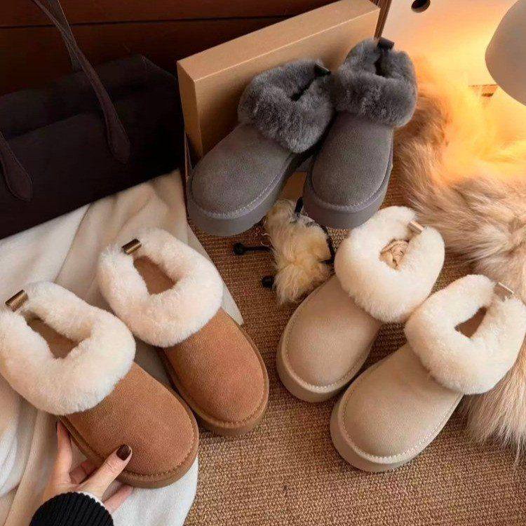 雪地靴女款冬季2025年新款厚底毛毛鞋加绒棉鞋大码女鞋41到43