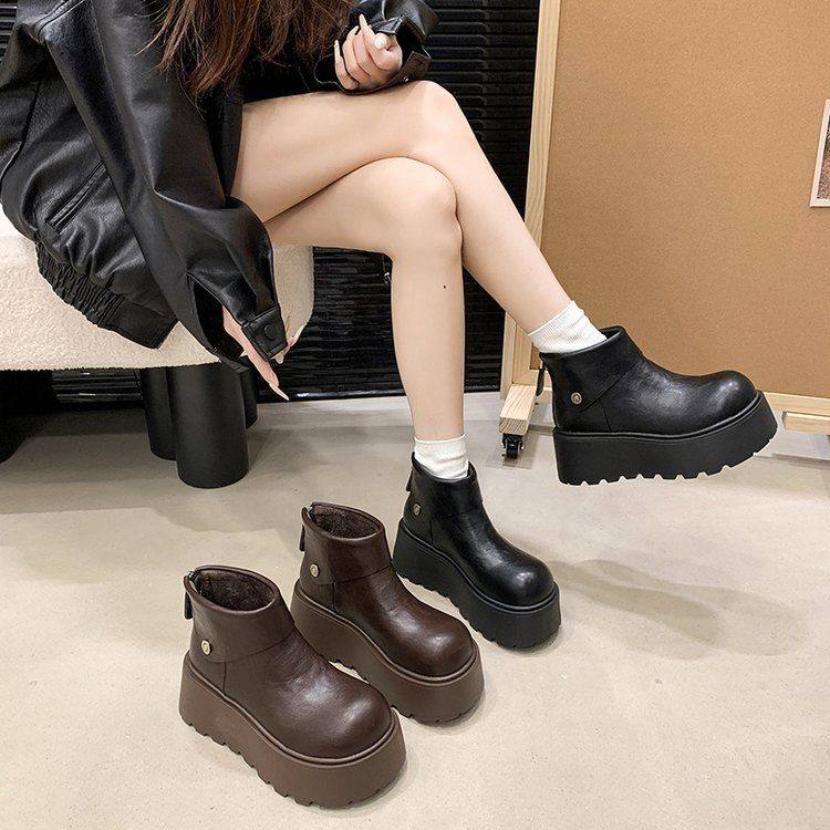 美拉德两穿高跟不过膝长靴女高筒骑士靴粗跟厚底小个子增高中筒靴