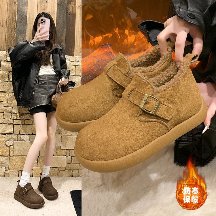 ！加绒雪地靴女冬季磨砂皮保暖女棉鞋勃肯小皮鞋女Z3628012A