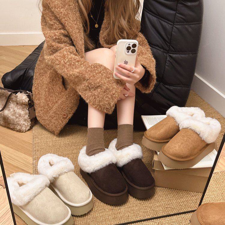 雪地靴女款冬季2025年新款厚底毛毛鞋加绒棉鞋大码女鞋41到43