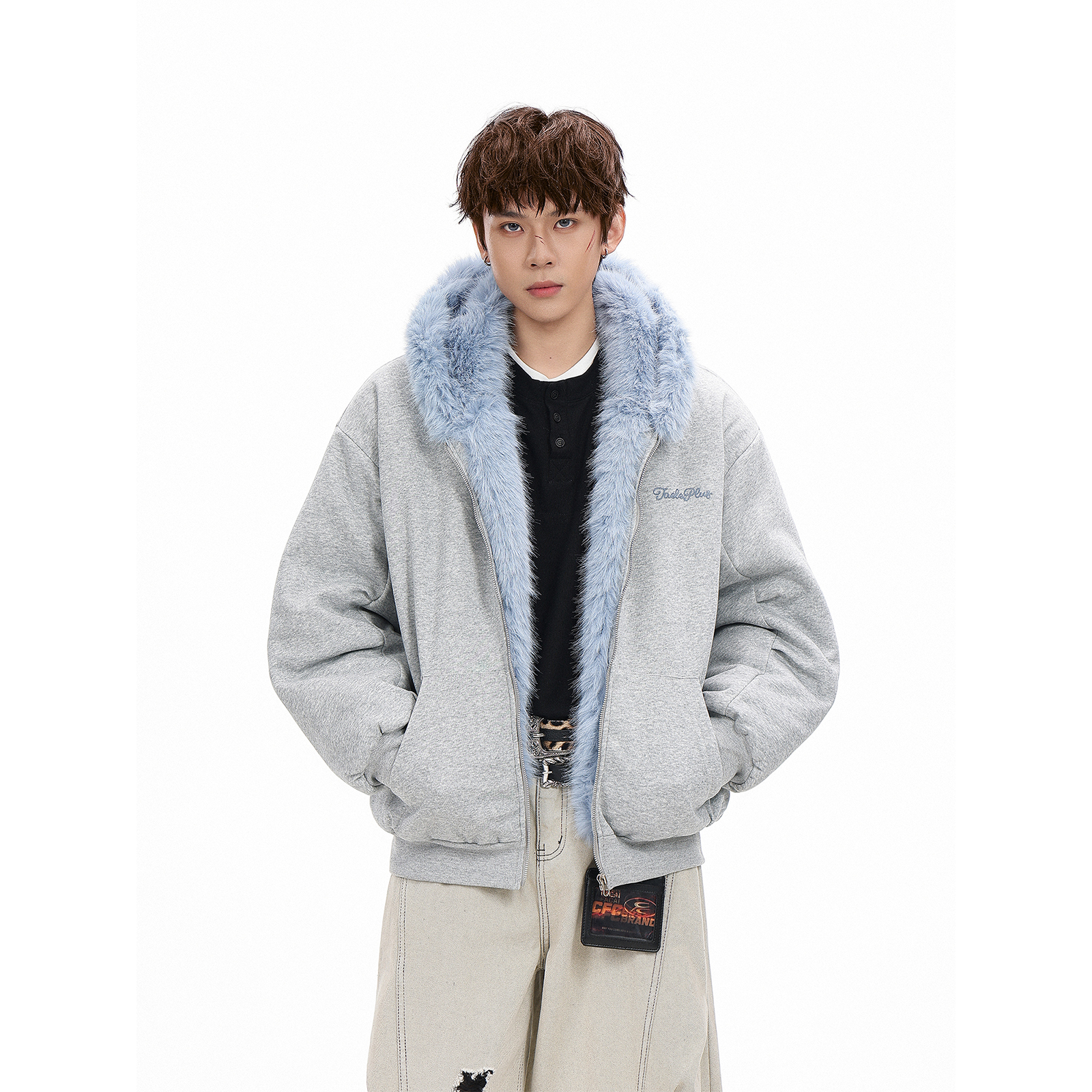 GCINIM401男士毛领连帽卫衣棉服男女冬季加厚保暖座山雕棉服外套