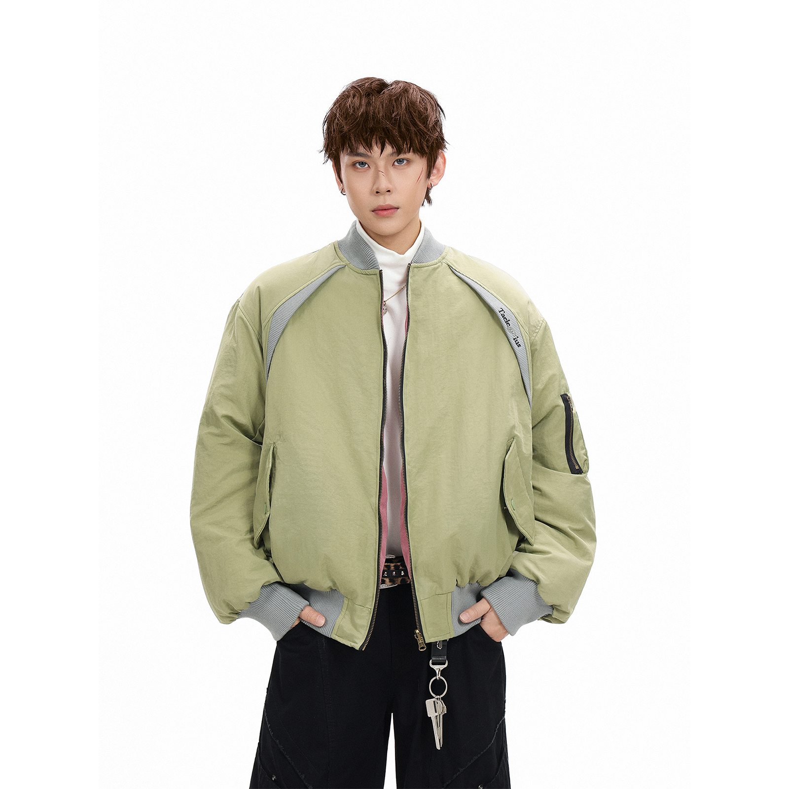 GCINIM401美式复古双面穿立领夹克棉衣男女宽松情侣装棒球服外套