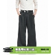 灰色休闲裤 GCINIM401复古老钱风打褶阔腿裤 男高腰垂感直筒长裤