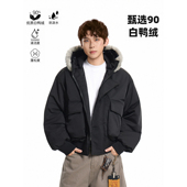 GCINIM401美式 复古可拆卸毛领连帽羽绒服90白鸭绒保暖面包服冬