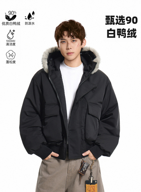 GCINIM401美式复古可拆卸毛领连帽羽绒服90白鸭绒保暖面包服冬