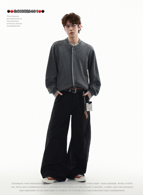 GCINIM401美式复古休闲风立领夹克男宽松百搭时尚外套深灰色