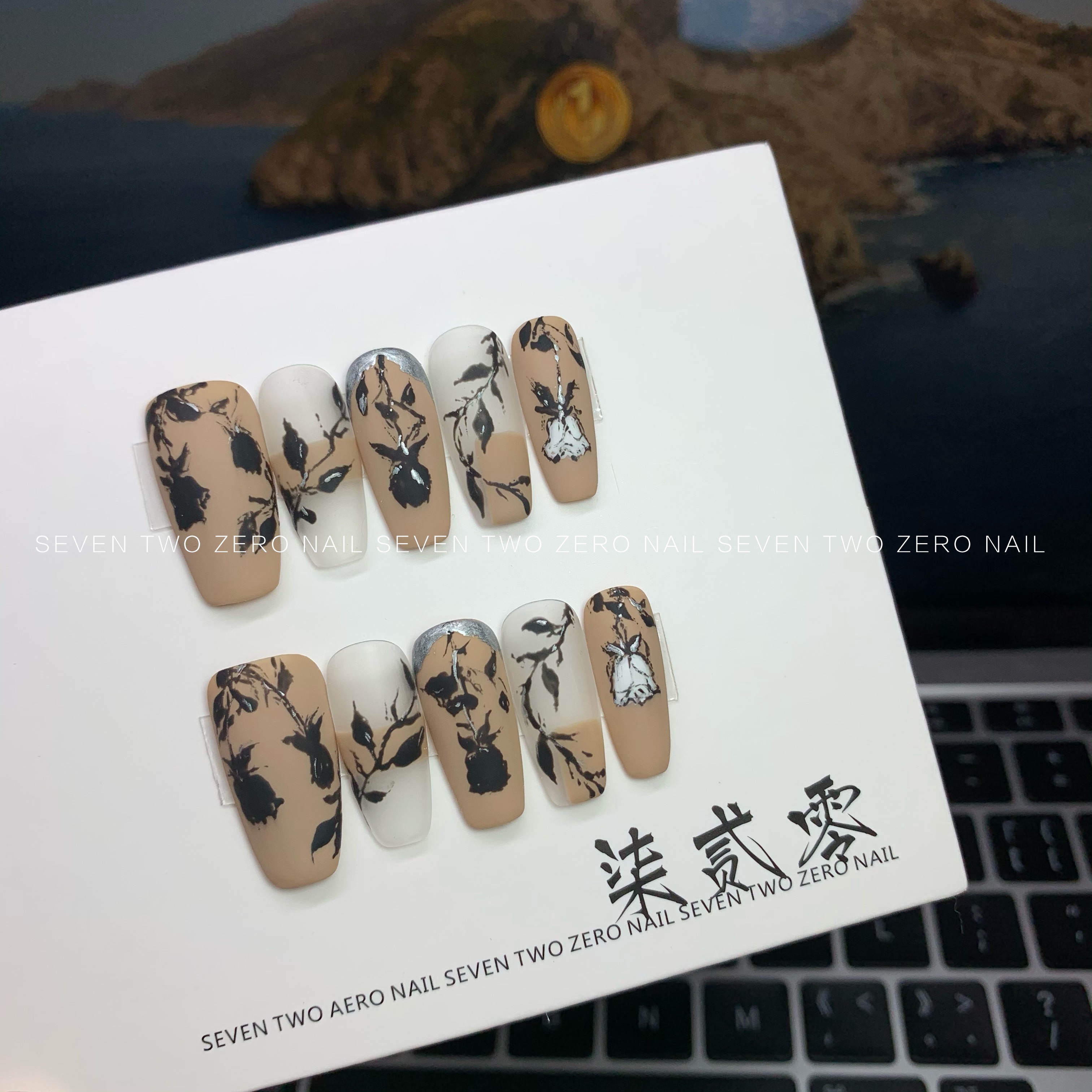 玫瑰穿戴可拆卸光疗假指甲