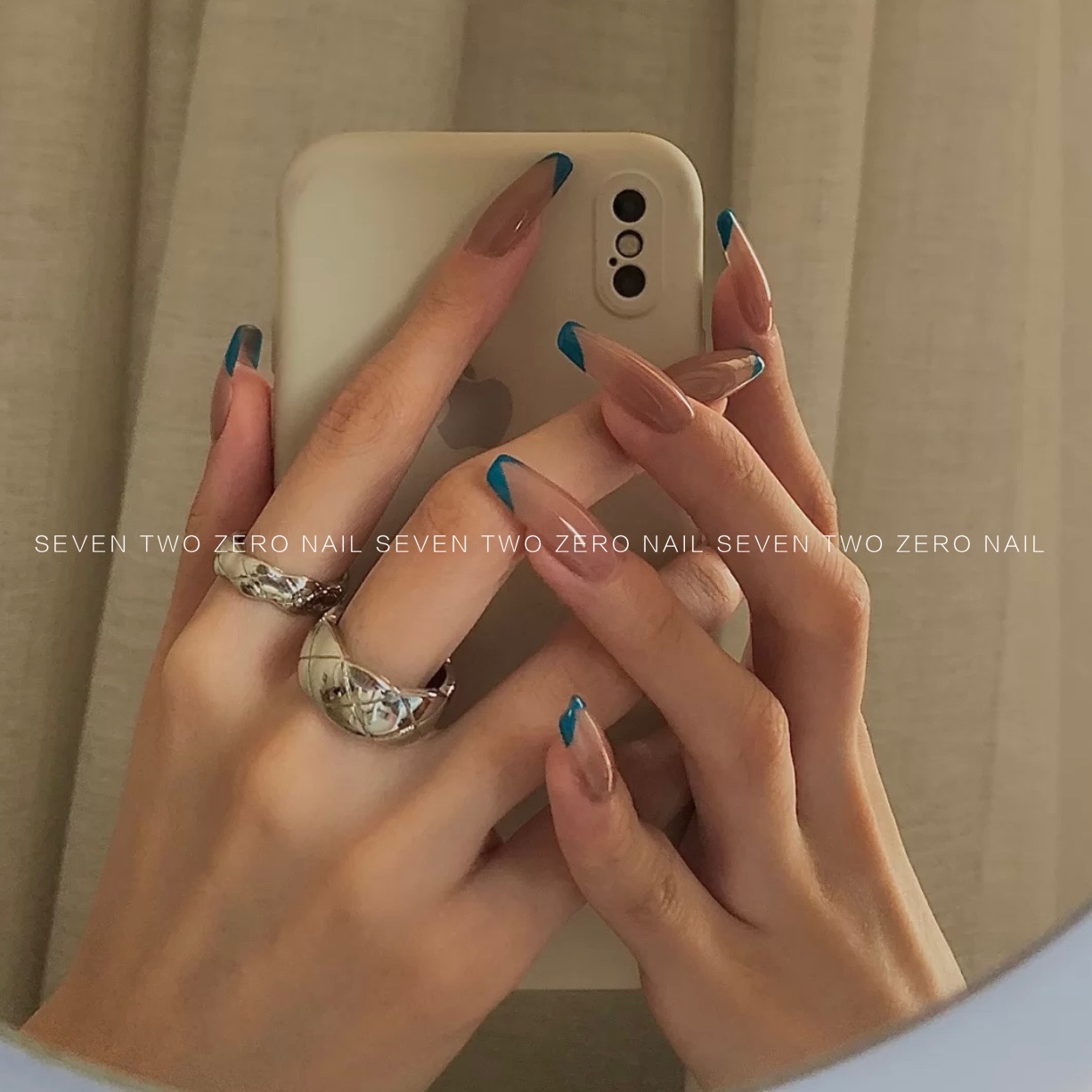 柒零NAIL小红书同款冰茶色假指甲