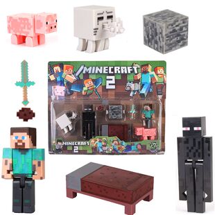 我的世界积木史蒂夫人仔游戏周边蛋糕摆件玩具手办泡沫剑武模型