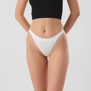 欧美半包臀内裤女高腰丁字裤健身运动纯棉打底窄边无痕三角裤