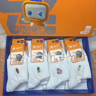 足客堂4011少年袜夏纯棉白色袜女童袜运动白袜学生防臭吸汗中筒袜