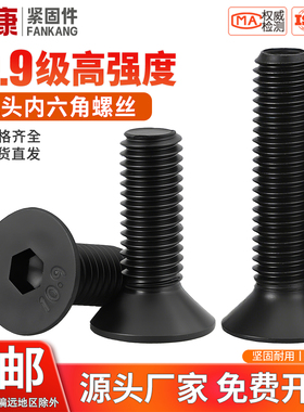 沉头内六角螺丝10.9级高强度平杯螺丝平头螺钉M2M3M4M5M6M8M10M20