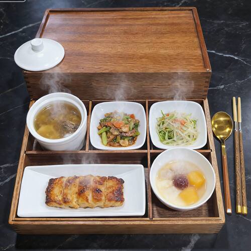木纹餐盒带盖带碗套装