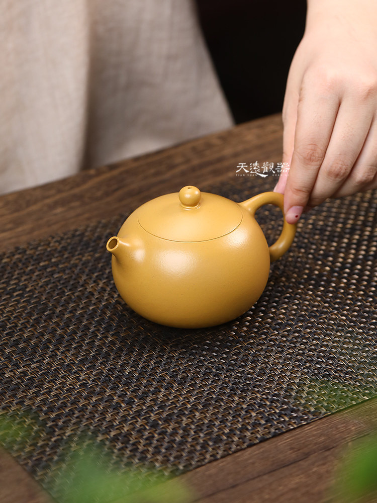 宜兴纯全手工紫砂壶 黄金朱泥大容量西施壶龙蛋壶 家用泡茶壶茶具