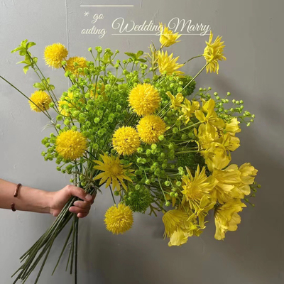 户外婚礼仿真花小野花黄绿色小清新假花绢花拍摄道具婚礼布置花艺