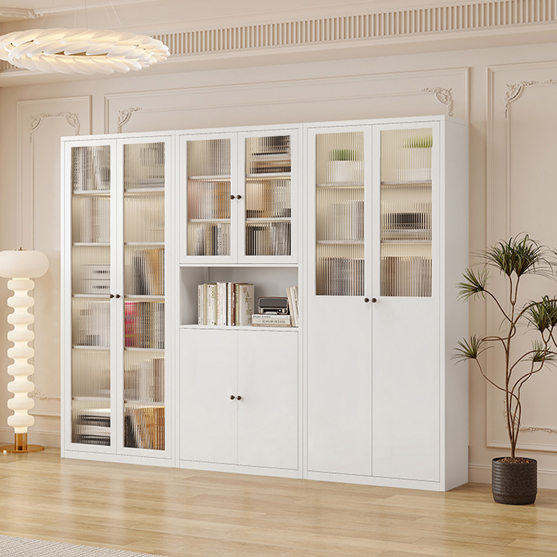 钢制书柜铁艺家用玻璃门酒柜书架