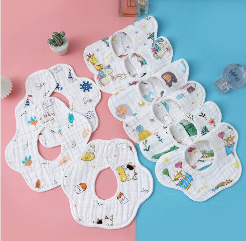 婴幼儿口水巾高密新生儿纯棉纱布饭兜宝宝柔软360度花瓣围嘴接奶,婴童用品,口水巾,淘宝优惠券,粉丝福利购,淘宝优惠卷