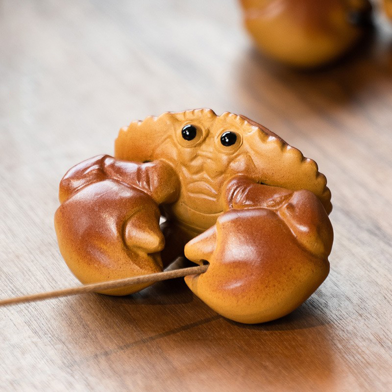 宜兴紫砂茶宠螃蟹摆件八方