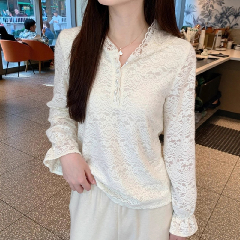 法式蕾丝连帽长袖衫30
