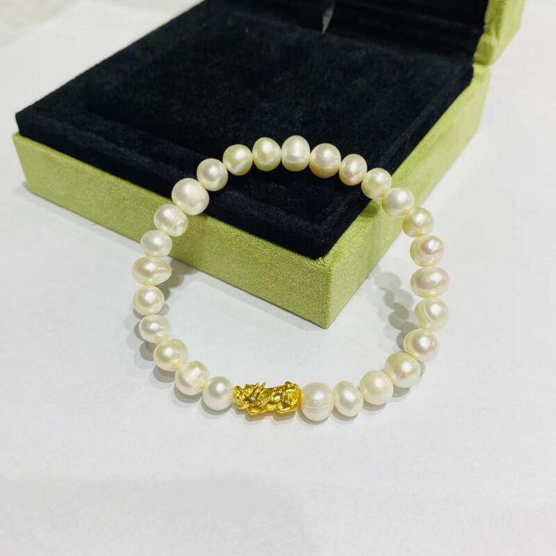 18k金3d貔貅珍珠手链编号918