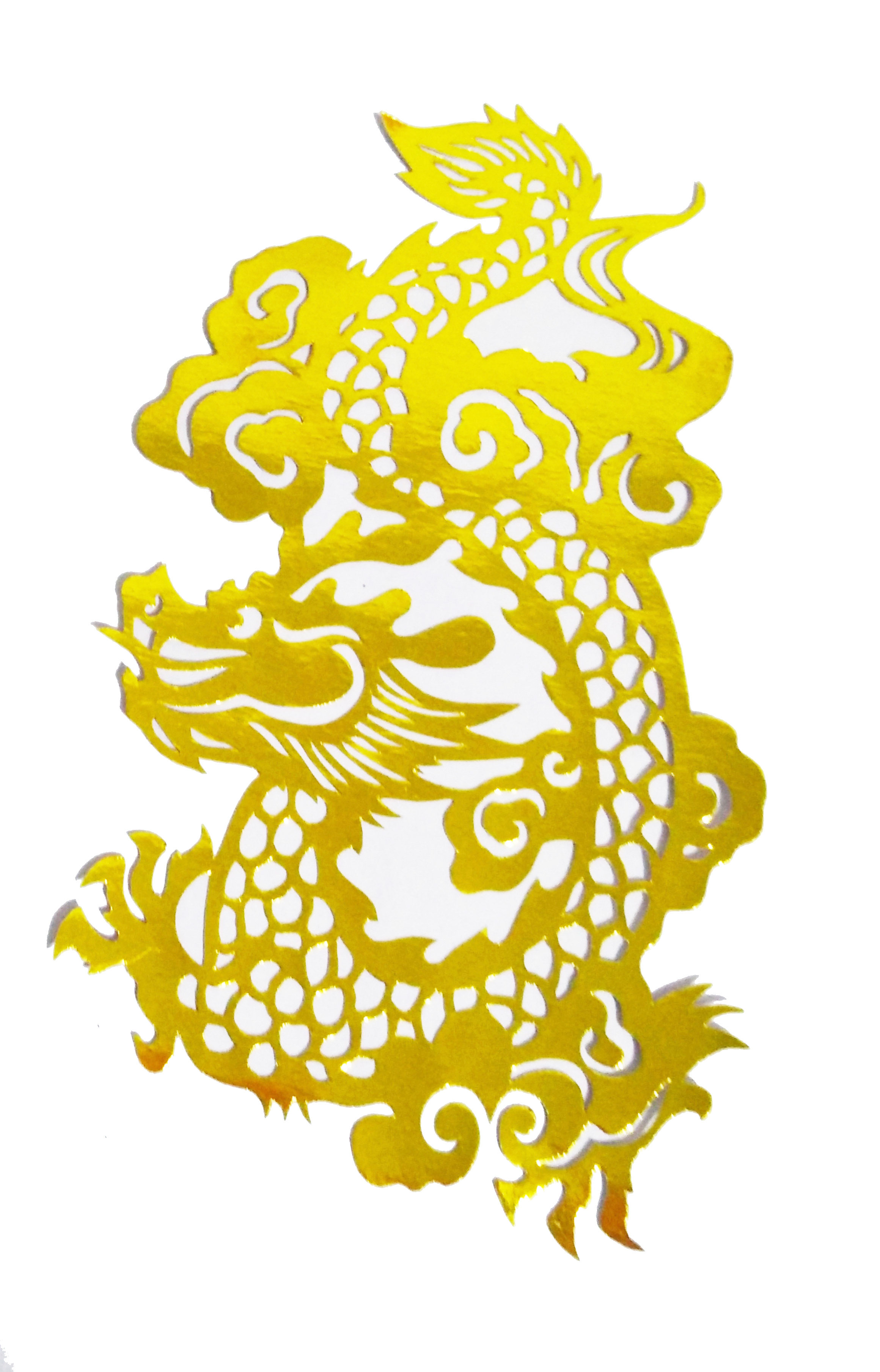 龙 凤 金色客厅卧室剪纸窗花纯手工装饰画玻璃贴成品金箔纸 龙凤