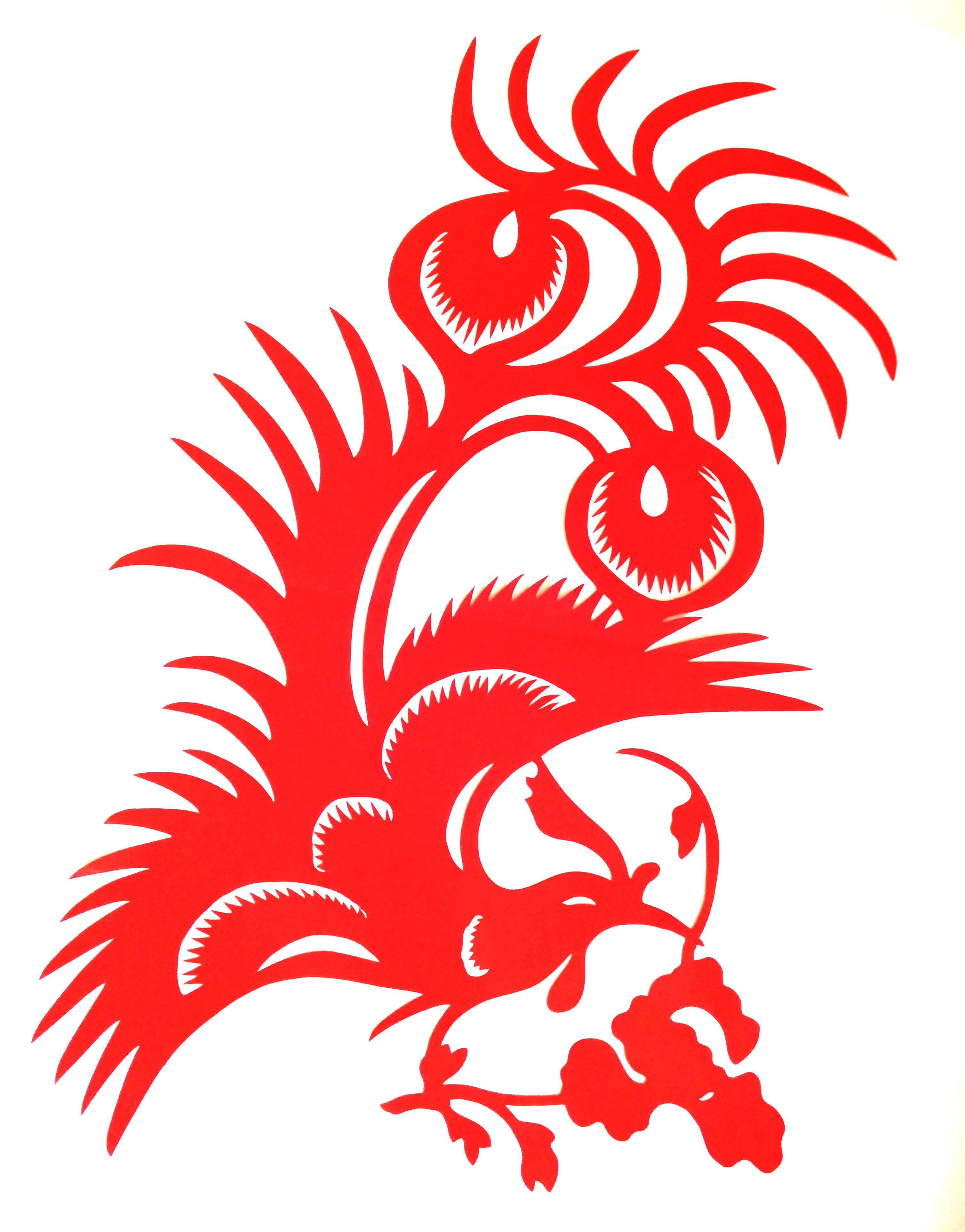 凤凰 红色剪纸纯手工双面红宣纸剪好的成品玻璃贴画贴纸礼品 凤