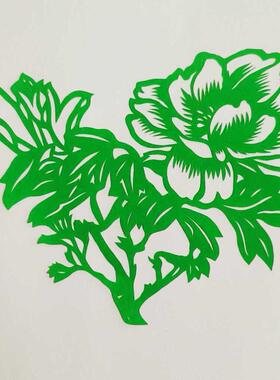 牡丹花卉彩色手工刻纸装饰画