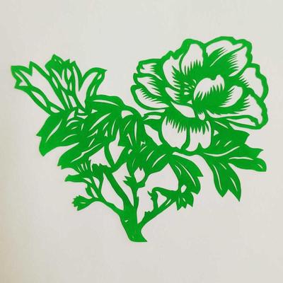 牡丹花卉彩色手工刻纸装饰画