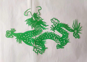 中华龙 饰画普通纸单面色 龙 绿色黄色黑色红色剪纸窗花剪画贴纸装