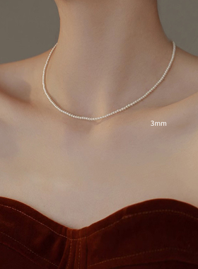 小米珠珍珠项链颈3mm轻奢小众