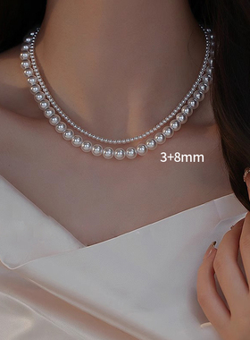 双层珍珠项链叠戴珍珠项链