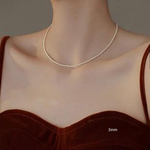 小米珠珍珠项链轻奢小众細珍珠项链2mm珍珠项链女款2025新款爆款