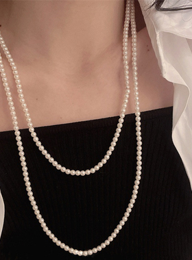 双层叠戴珍珠项链女轻奢小众