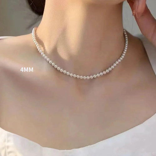 珍珠项链女款轻奢小众4mm